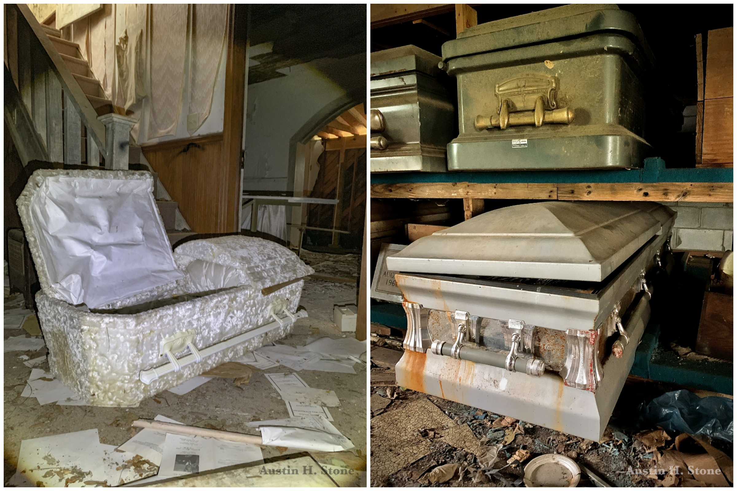 Man Explores 'Eerie' Abandoned Funeral Home With Children's Caskets Inside
