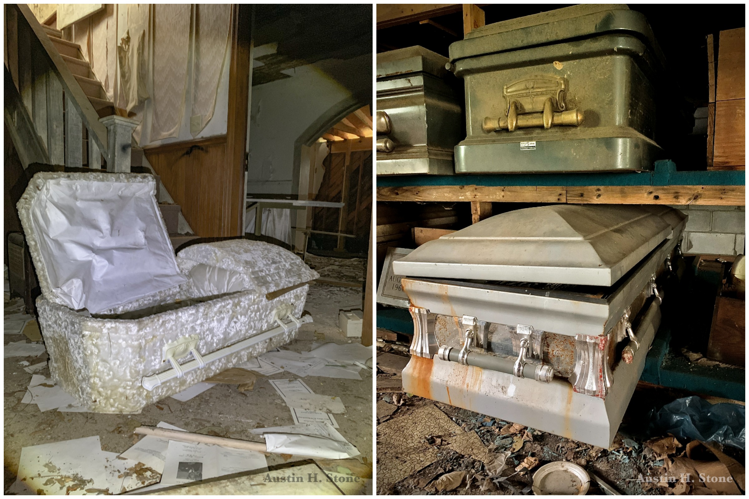 man-explores-eerie-abandoned-funeral-home-with-children-s-caskets-inside