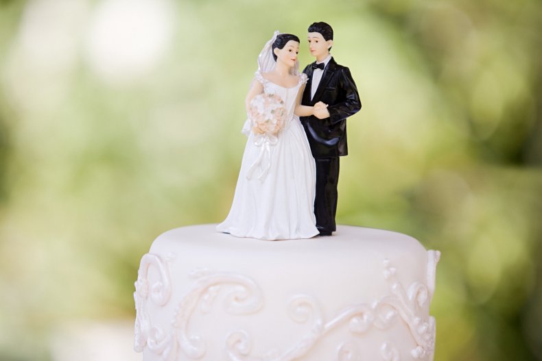 Bride and groom cake topper