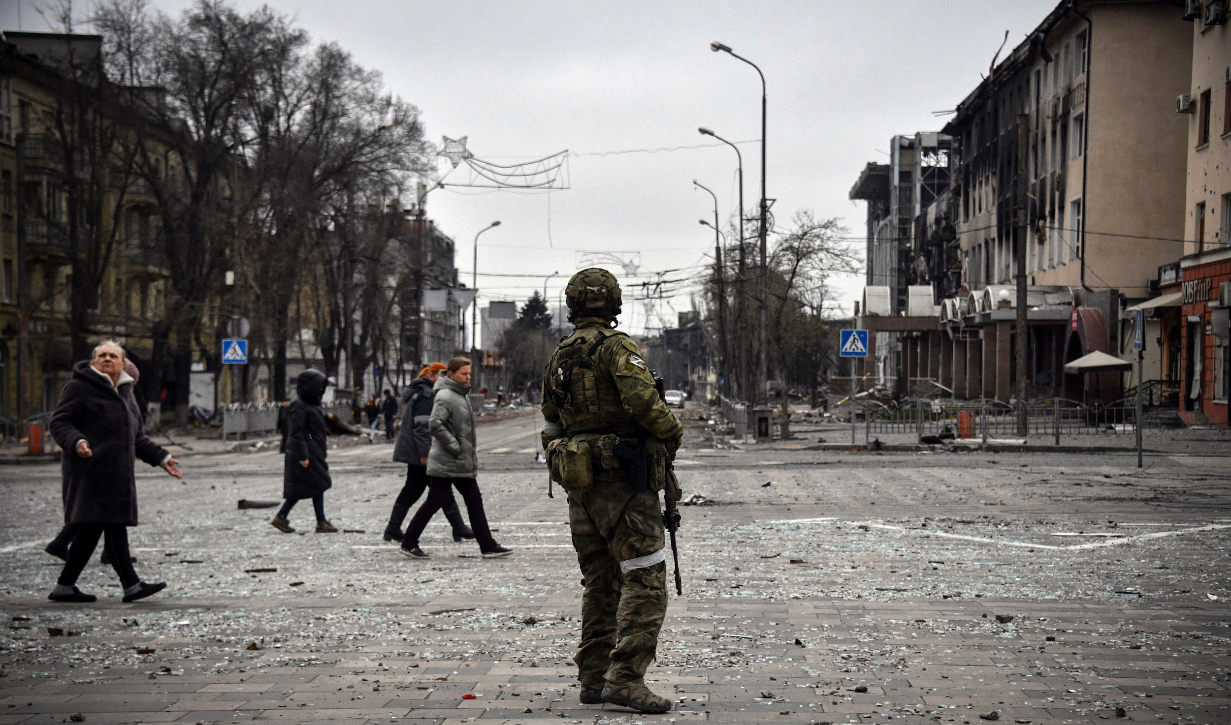 Russia Drives Vans Screening Propaganda Around Occupied Mariupol