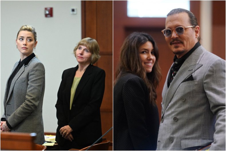Amber Heard and Johnny Depp with legalteams