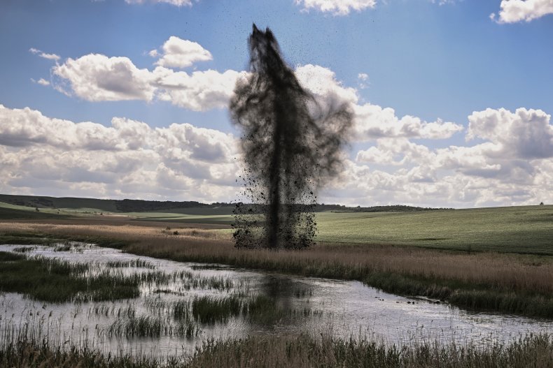 Shell explodes near Donbas road Russia invasion