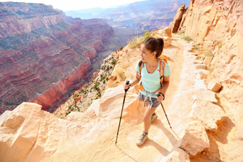 Woman hiking the Grand Canyon