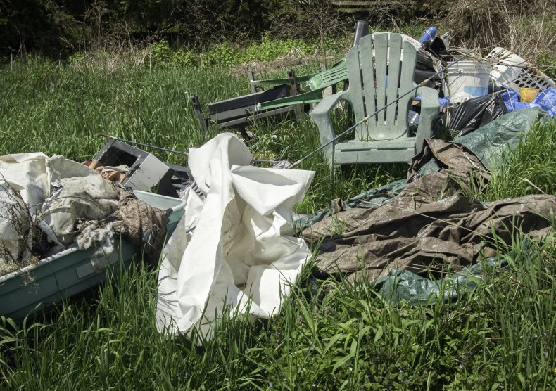 Household garbage in yard