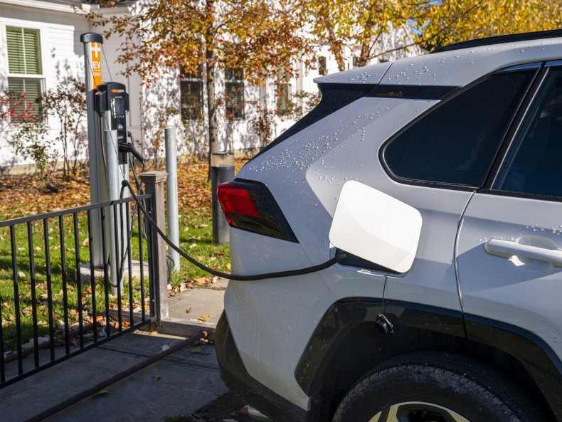 A 2021 Toyota RAV4 Prime electric car