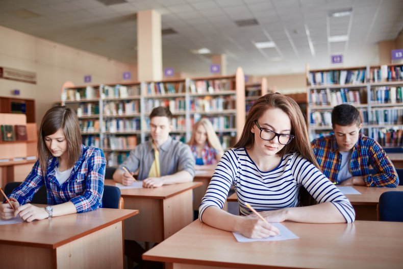 Students taking a test