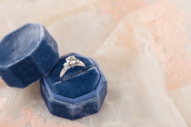 Engagement ring in blue box