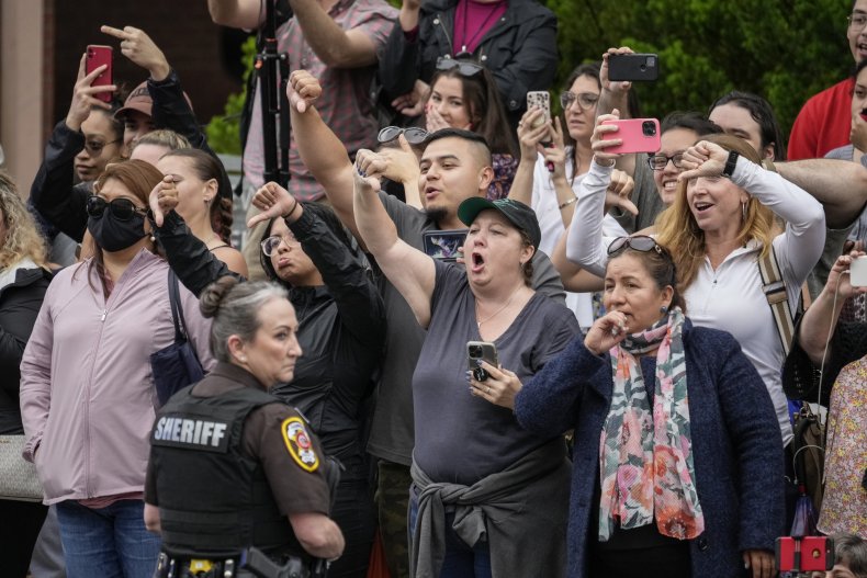 Fans outside of court