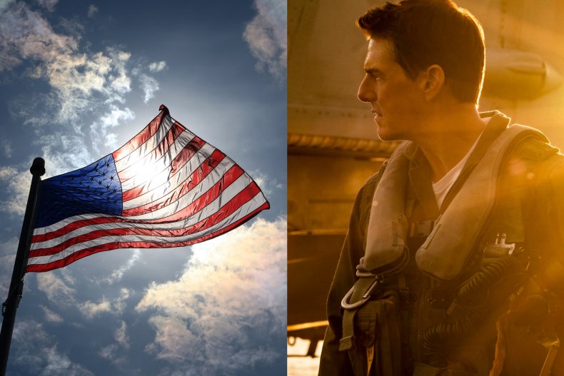 USA flag and Tom Cruise Top Gun