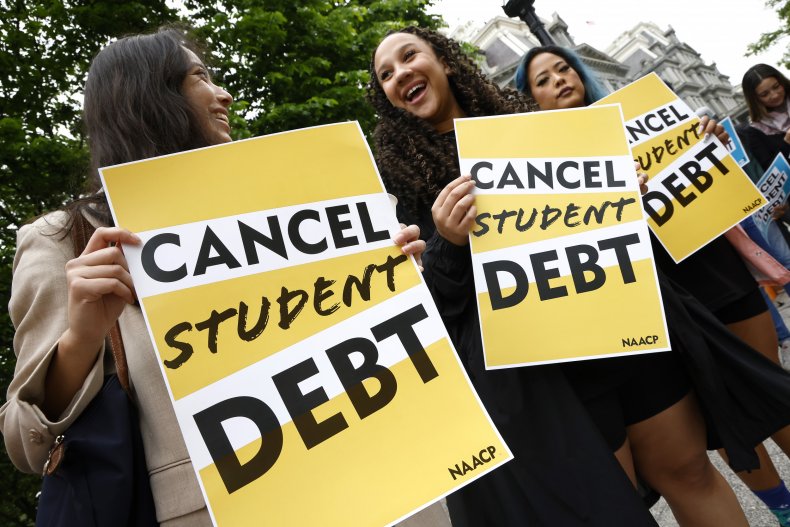 Student loan borrowers gather near White House