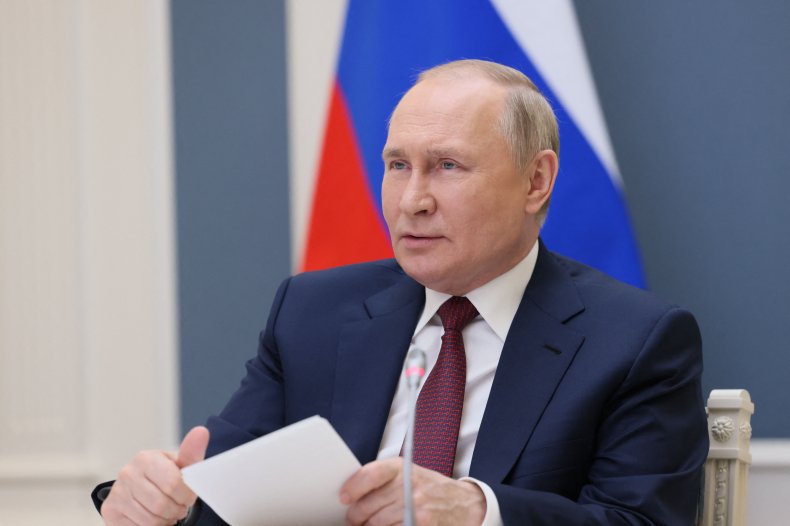 Vladimir Putin speaks during a forum