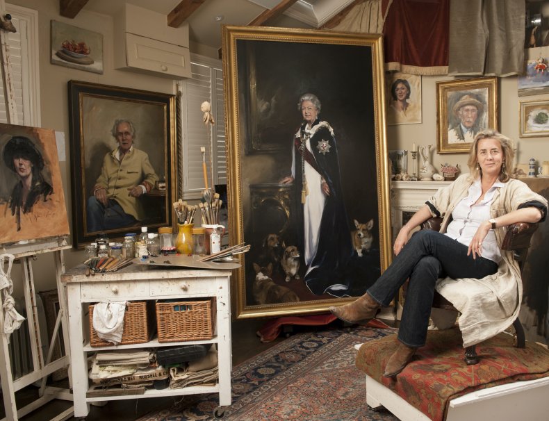 Portrait painter Nicky Philipps in her studio.
