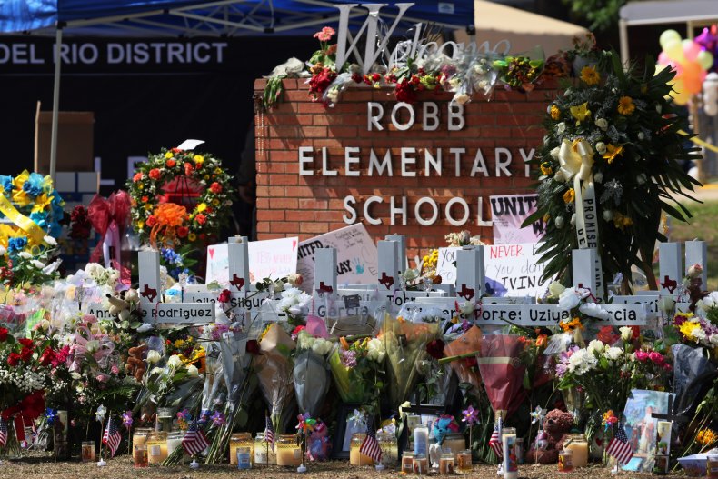 A memorial at Robb Elementary School 