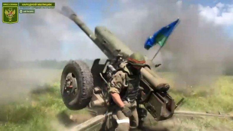 Russian artillery fires at Ukrainian base