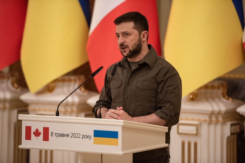 Volodymyr Zelensky speaks at a news conference