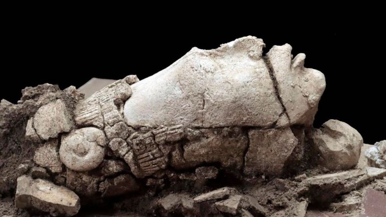 Mayan corn god statue head found