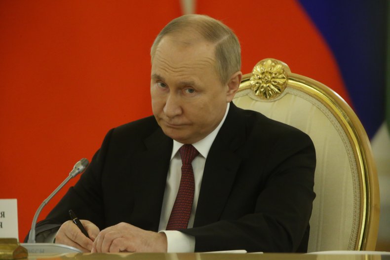 Vladimir Putin is seen at a summit