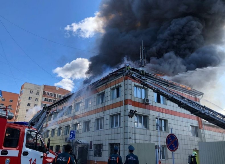 Fire in Tyumen, Russia 