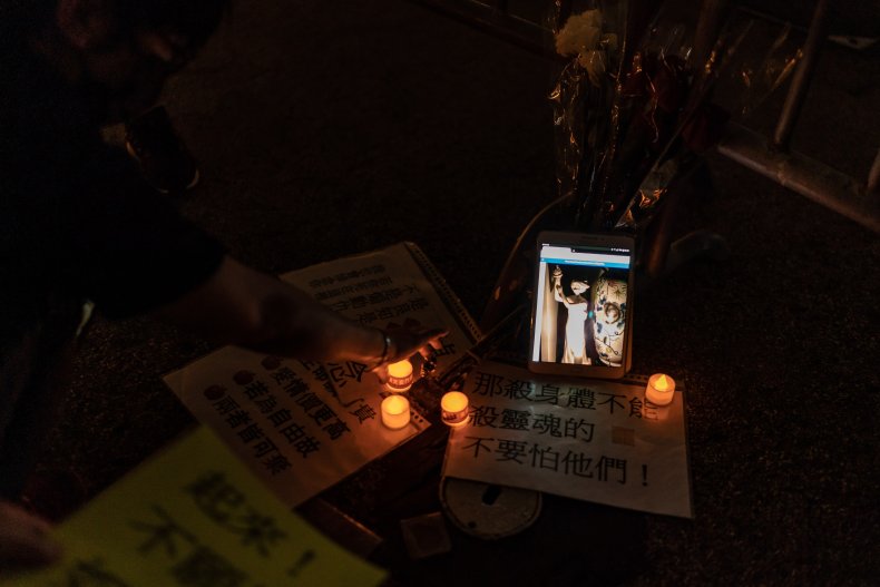 Pro-democracy activists take part in a vigil