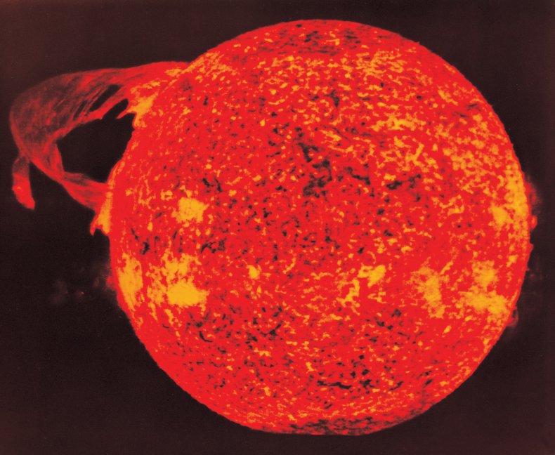 A solar flare at the sun