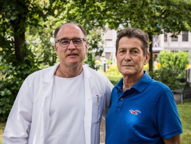 Professor Pierre-Alain Clavien and liver patient