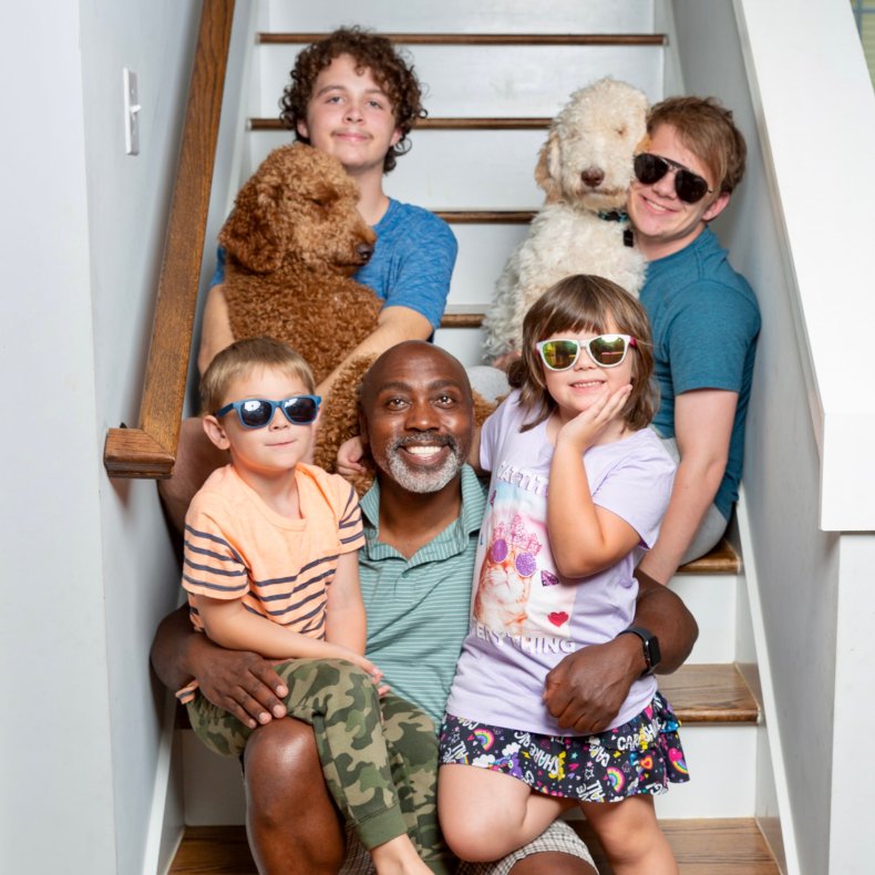 Peter Mutabazi and his children 
