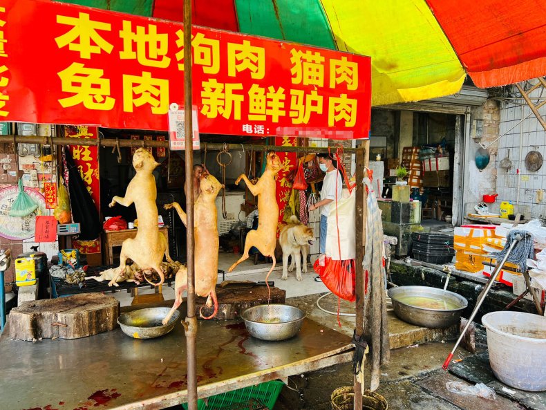 A dog meat stall in Yulin, China