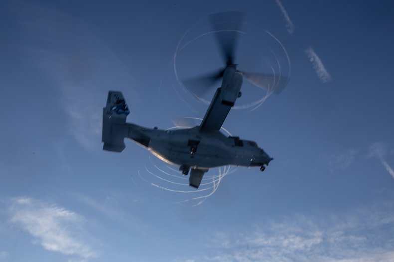 A U.S. Marine Corps MV-22B Osprey