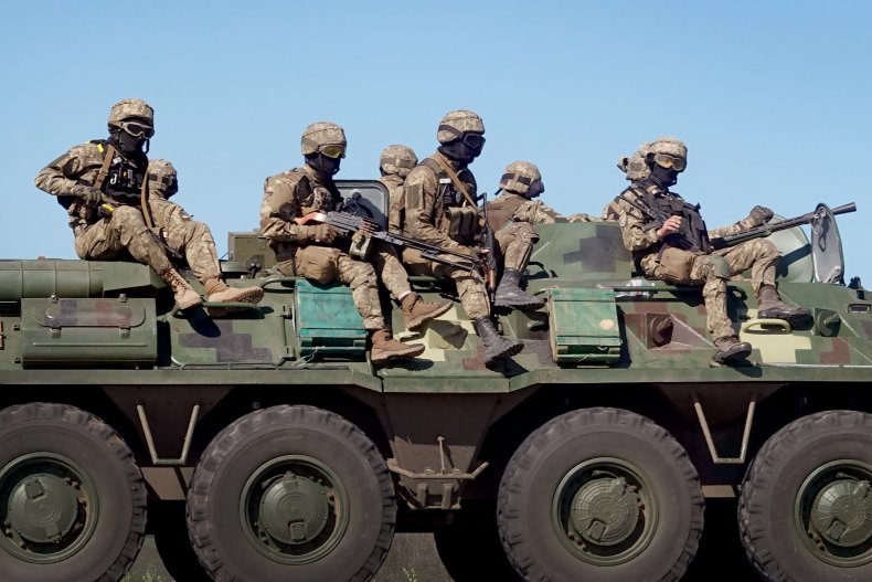 Ukraine soldiers near Sloviansk Donbas Russia invasion