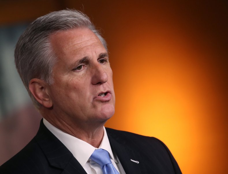 Kevin McCarthy speaks to the press