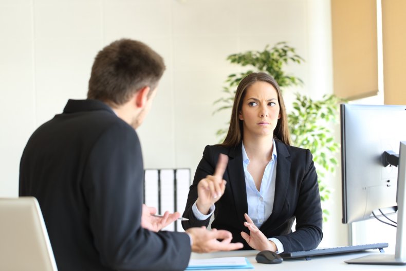 Woman denying job interviewer
