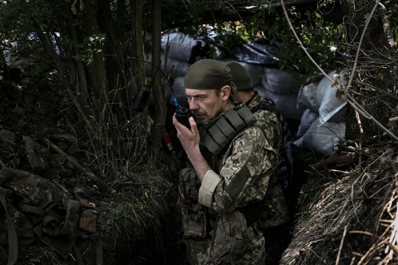 Ukraine soldier near Donbas front line Russia