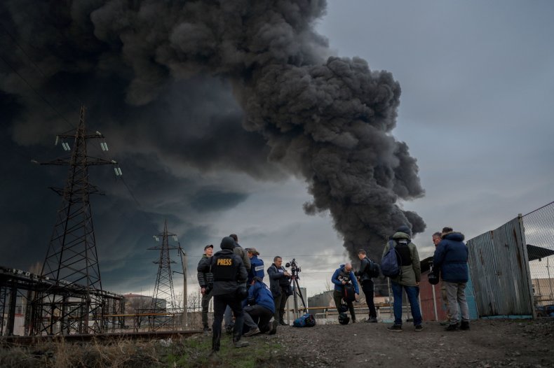 Smoke rising over Odessa after April attack