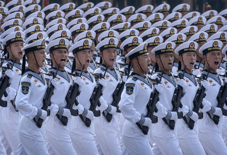Chinese Sailors March in Beijing