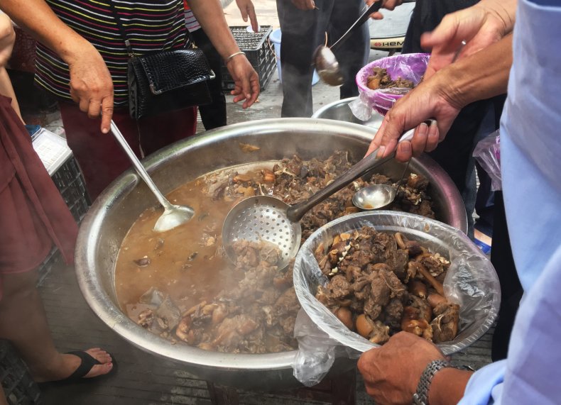 Dog meat served in a res