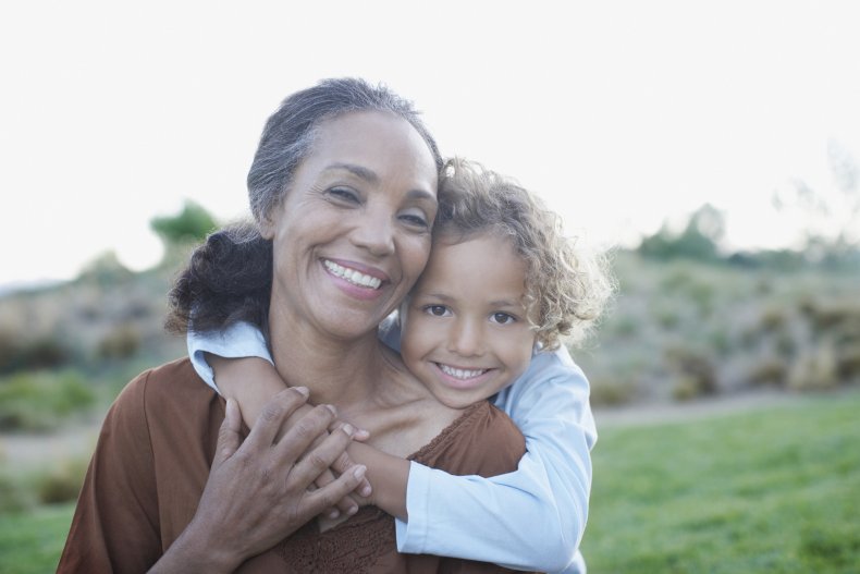 Boy hugging his grandma