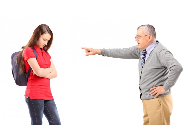 Grandfather yelling at teen