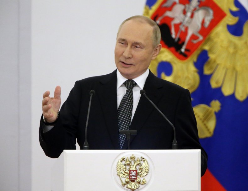 Vladimir Putin speaks at the Kremlin 