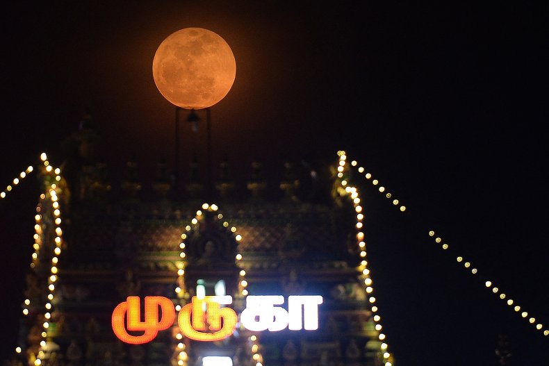 The full moon above Chennai, India