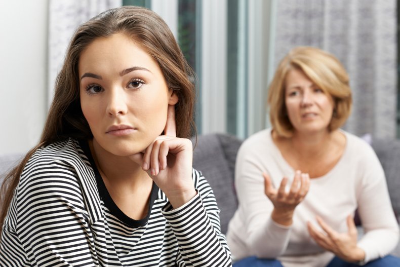 Teen daughter bored arguing with mom