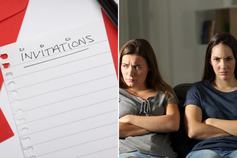Invitation list and women arguing
