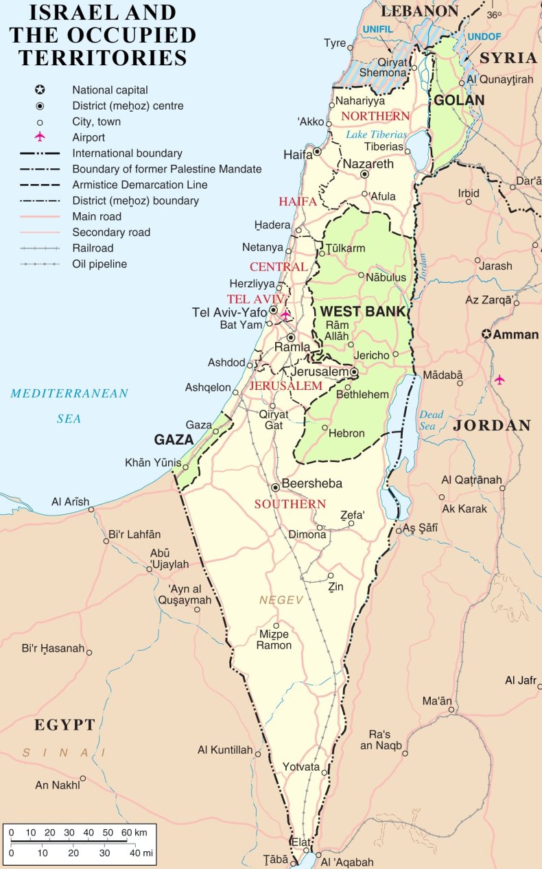 Israel, occupied, territories, borders, map
