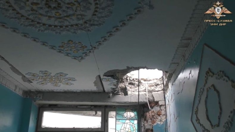 A bombed school in Horlivka, Ukraine