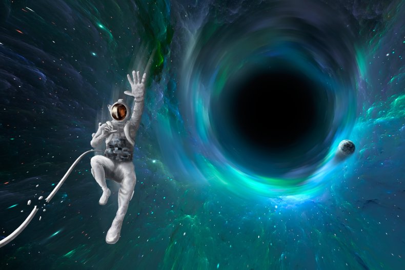 An astronaut falling into a black hole