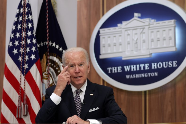 Joe Biden speaks on a virtual call