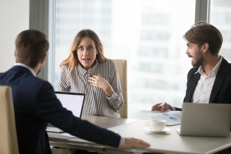 Angry employee with boss