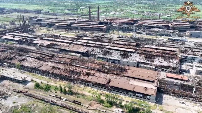 Aerial look at Azovstal steel plant