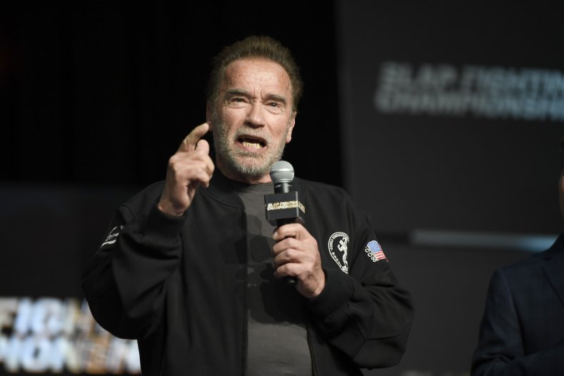 Arnold Schwarzenegger speaking in Columbus, Ohio