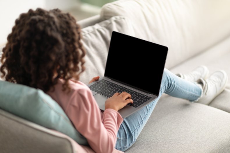 Teen girl on laptop