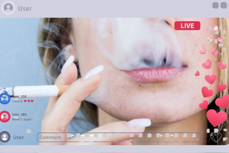 File photo of woman smoking online. 
